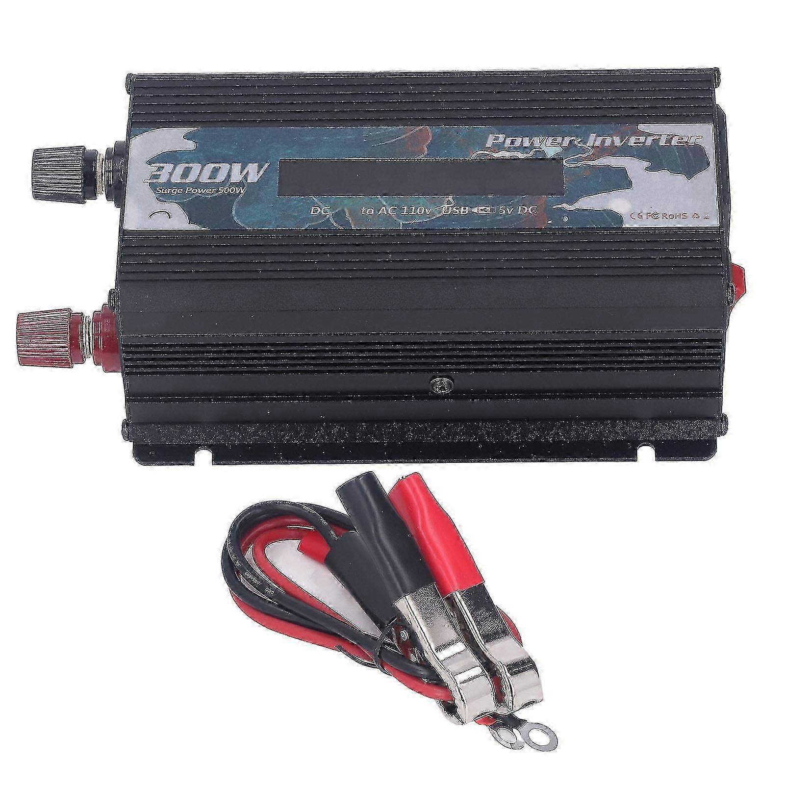 25-26 300W DC to AC Power Inverter with LCD Display - High Conversion Efficiency - Fast Cooling - Black - DC12V (DC 11-15V)