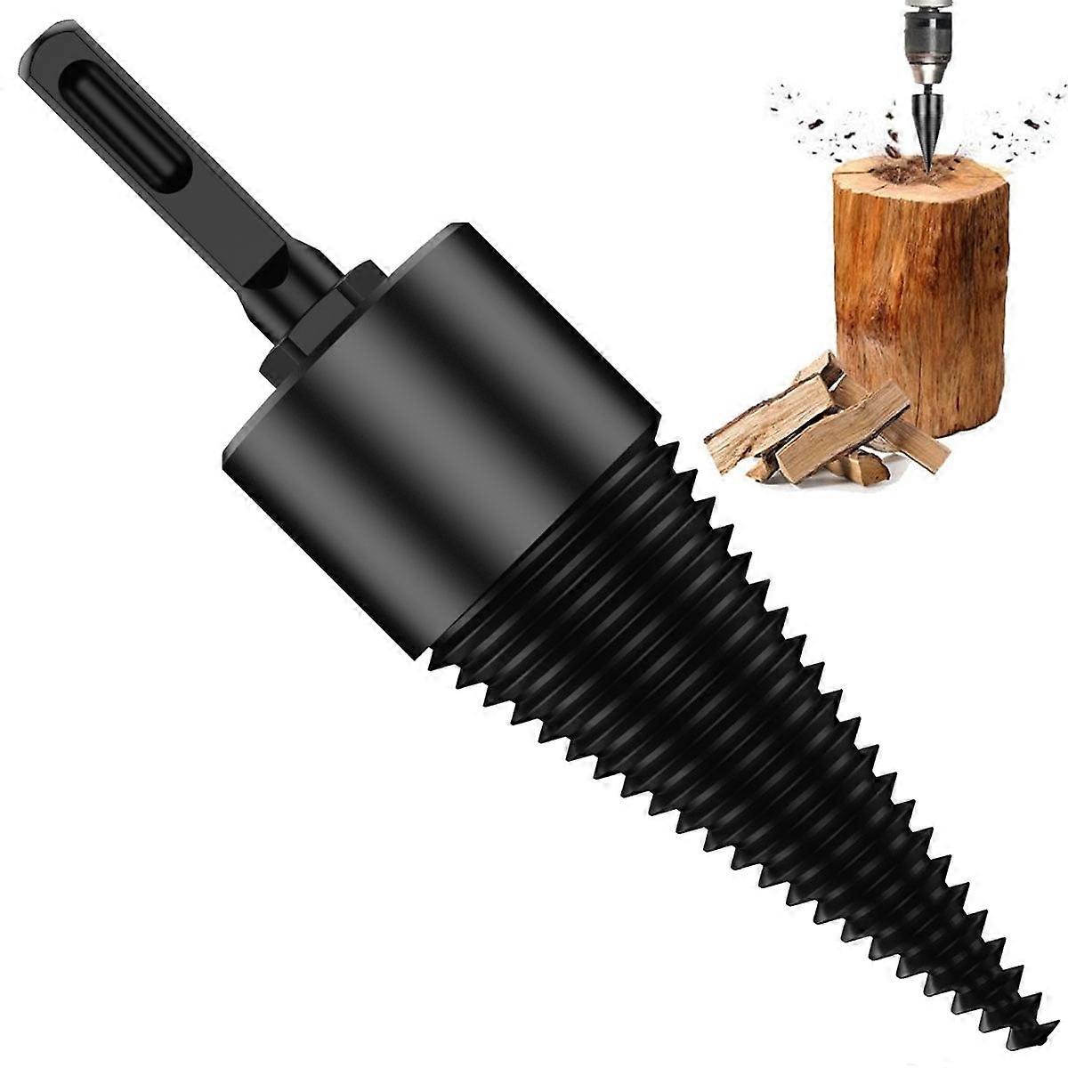 FUYGRCJ Firewood Drill Bit 42mm, Compatible with Electric Drills, Heavy Duty Wood Splitter Cone Bit Set with Square Handle