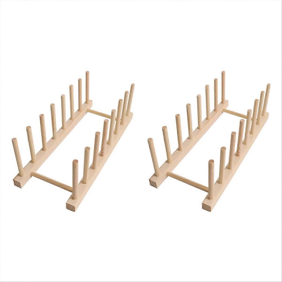 Kitchen Dish Drain Rack Dinnerware Plate Drying Shelf Wooden B