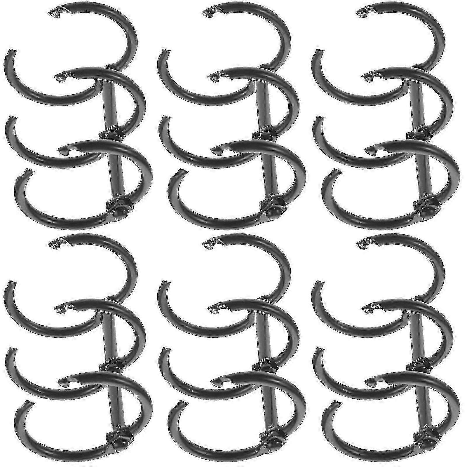 Three-Hole Binder Loose Leaf Binders for Daily Use 12Pcs Black Alloy