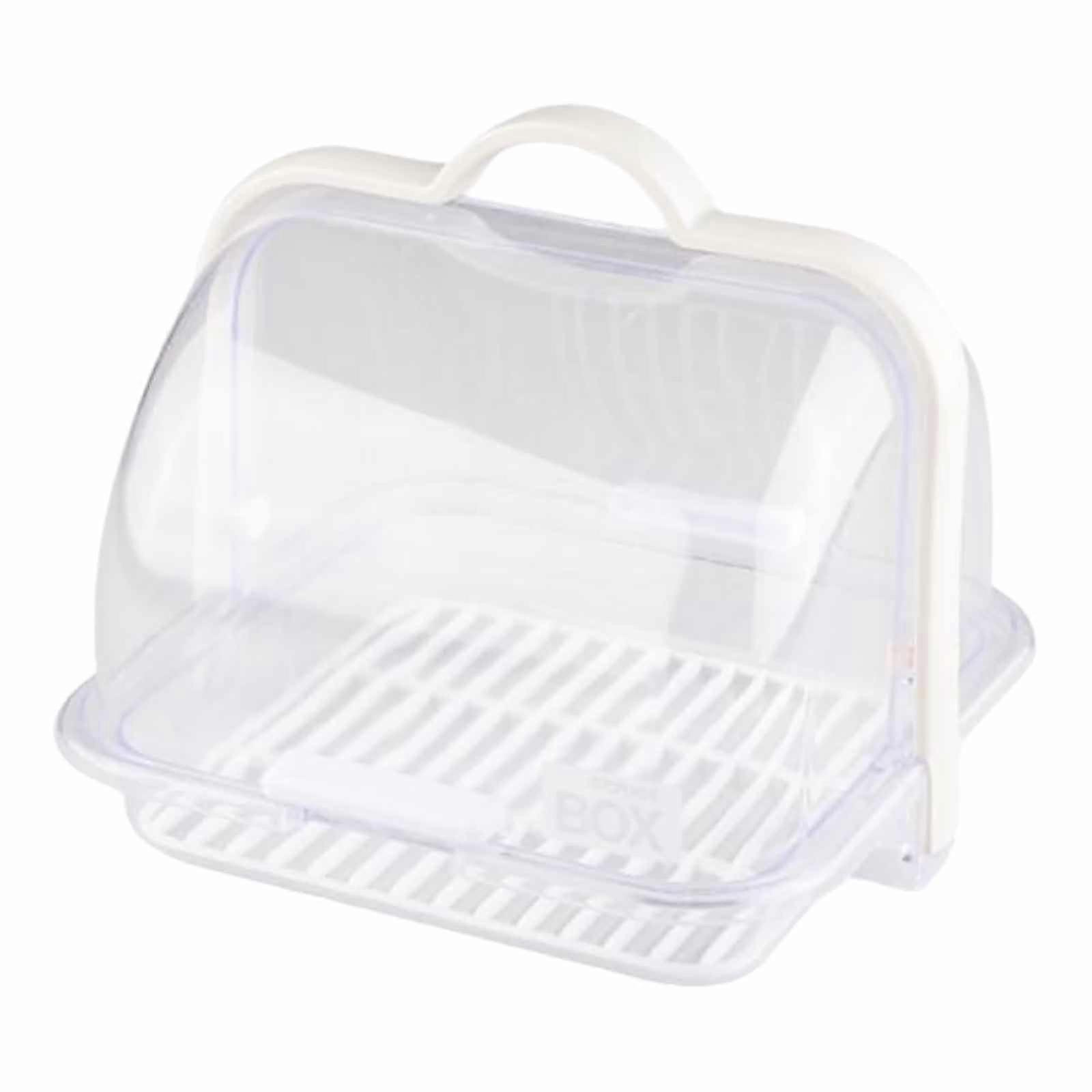 Honeeladyy Clear Bread Box w/ Handle & Transparent Flip Lid, Multi-Purpose Food Storage Container for Cake, Vegetables, Meat Compatible with