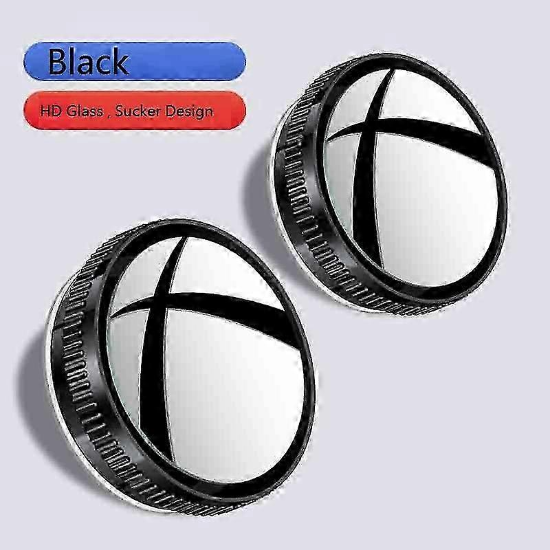 25-26 2pcs Convex Mounted Auxiliary Rear-view Mirror 360 Degree Rotation Wide-angle Round Frame Blind Spot Rear-view Mirror