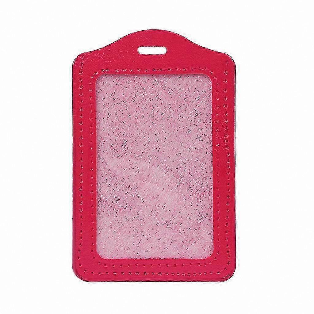 Vertical Leather ID Card Holder with Window, 10 Color Options for Business and Work Badges