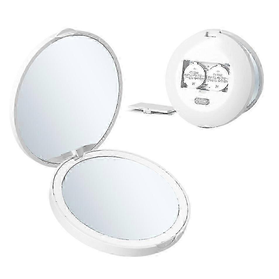 handheld portable makeup mirror led foldable round