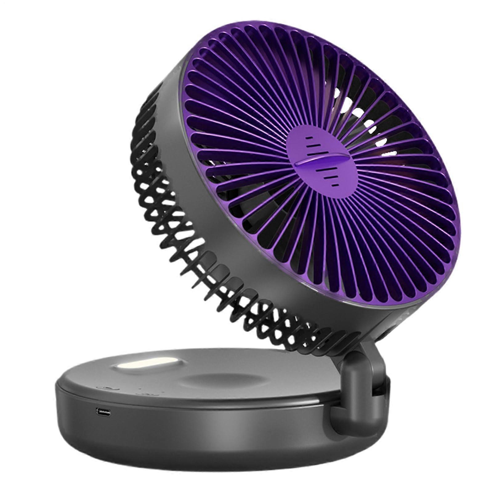 Air Circulator Quiet Table Fan Rechargeable Foldable Blower Timer Nightlight Adjustable Tilt 5Speed Gray