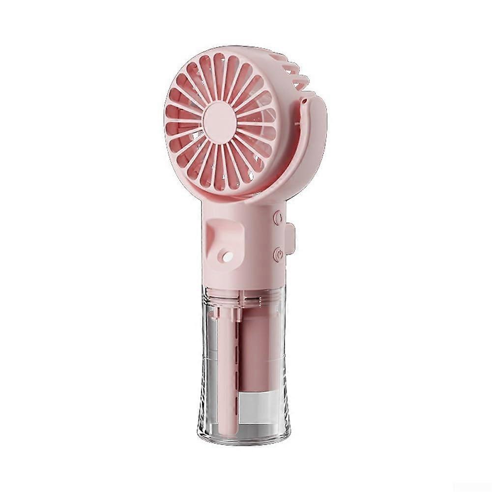 Rechargeable Handheld Cooling Device With 4Speed Adjustments, Transparent Water Tank, Pink
