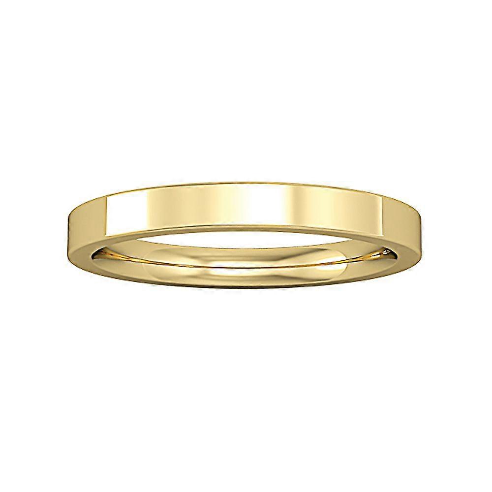 Jewelco London 18K 黄金 - 2.5 毫米高级扁平宫廷形戒指承诺/婚礼承诺戒指