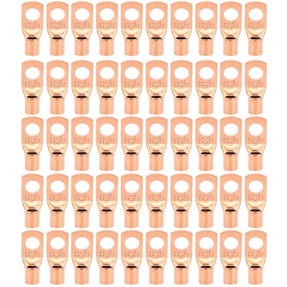 50Pcs Copper Ring Lug Terminal Bagged Cold Pressed Red Copper SC Series Terminal Connector