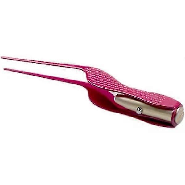 LED Flashlight Ear Tweezers Pointed Tweezers Multifunctional Tweezers with Flashing Light Tweezers Rose Red (LGL)