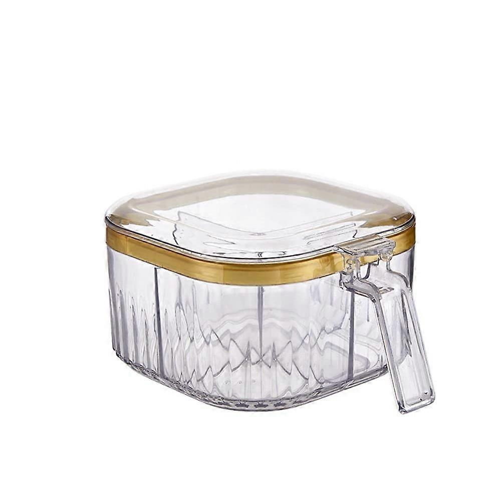 Plastic 4 Compartment Condiment Container with Spoons and Lid