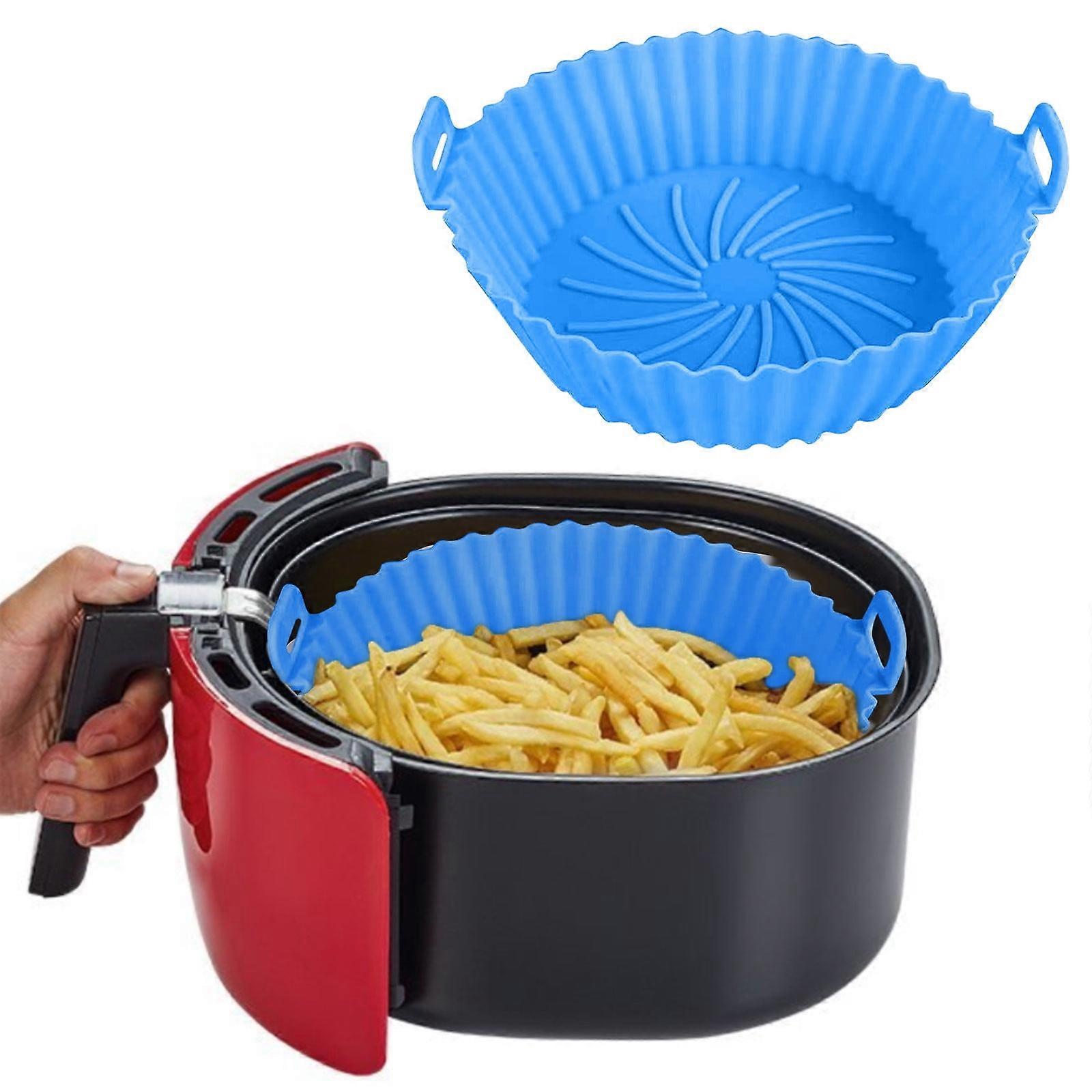 1 Pc 7.1" Round Reusable Silicone Air Fryer Liners - Compatible with 4 to 7 QT Air Fryers & Microwave Accessories (Sky Blue)