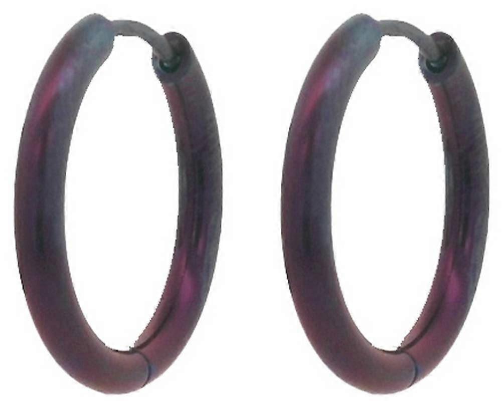 Ti2 Titanium Medium Round Hinged Hoop Earrings - Mulberry Burgundy
