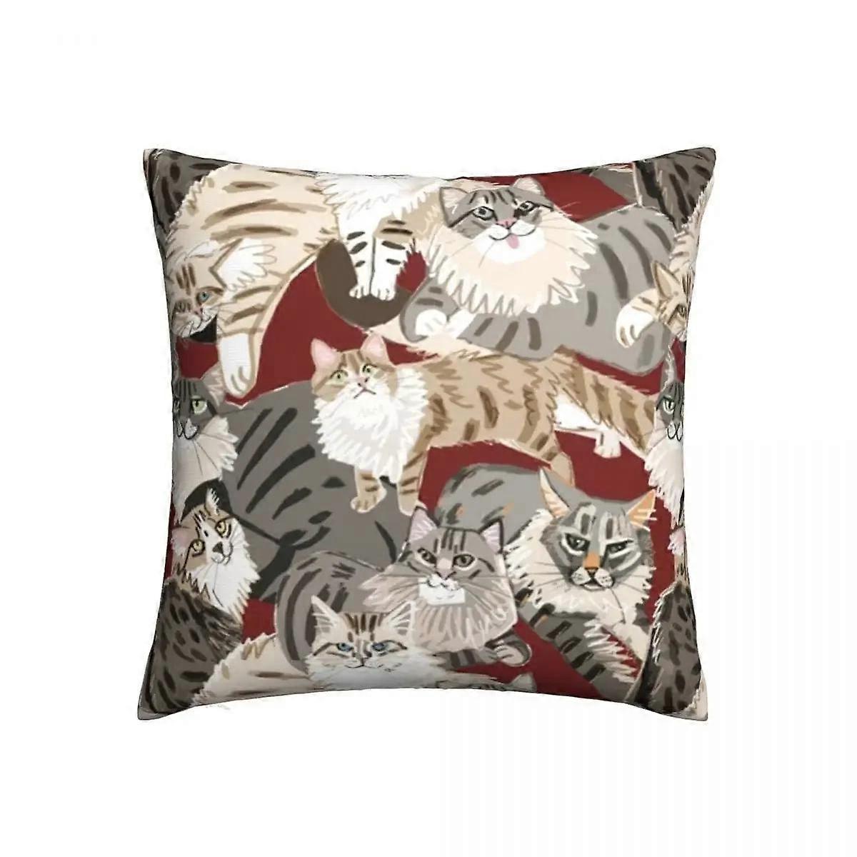 Kattparadis Söt Katt Husdjur Örngott Tryck Polyester Kuddfodral Dekorationer Örngott Sovrum Blixtlåsförsedd