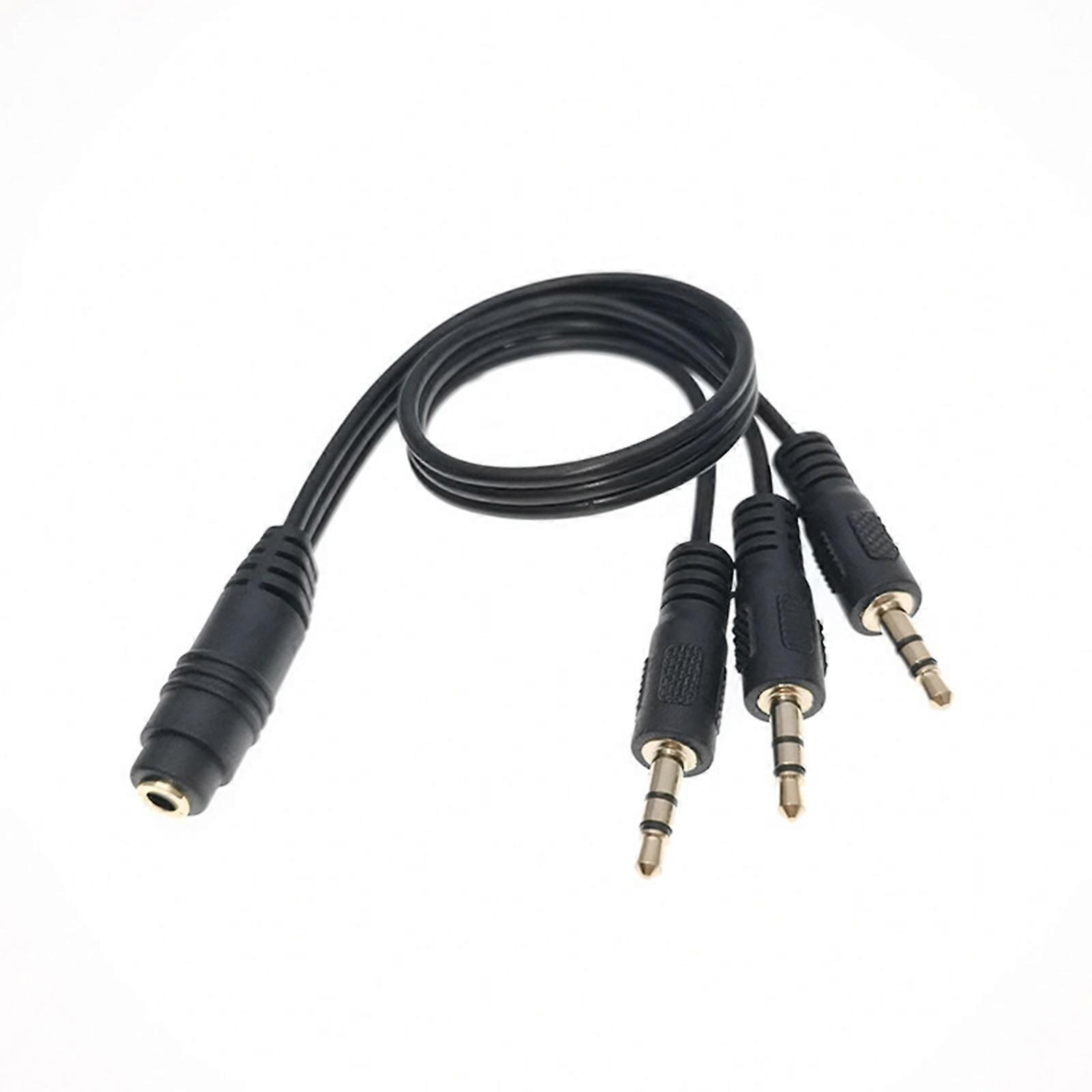 3.5mm Stereo Splitter 1 Input 3 Output Gold Plateds Connectors 30cm Flexible Sound Cable Multicolor