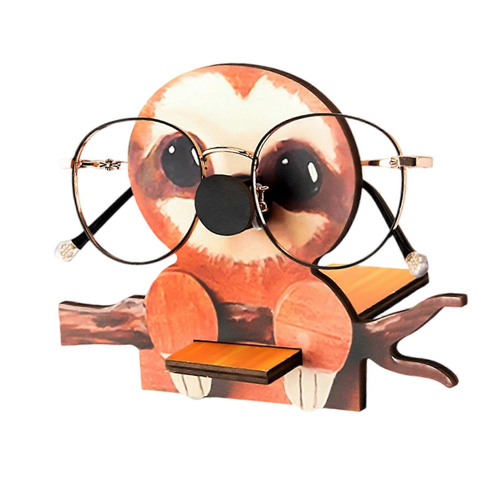 Solid Wood Multiple Use Phone Stand with Eyeglass Storage Space Natural Substance Child Friendly Bowed Edges Multicolor