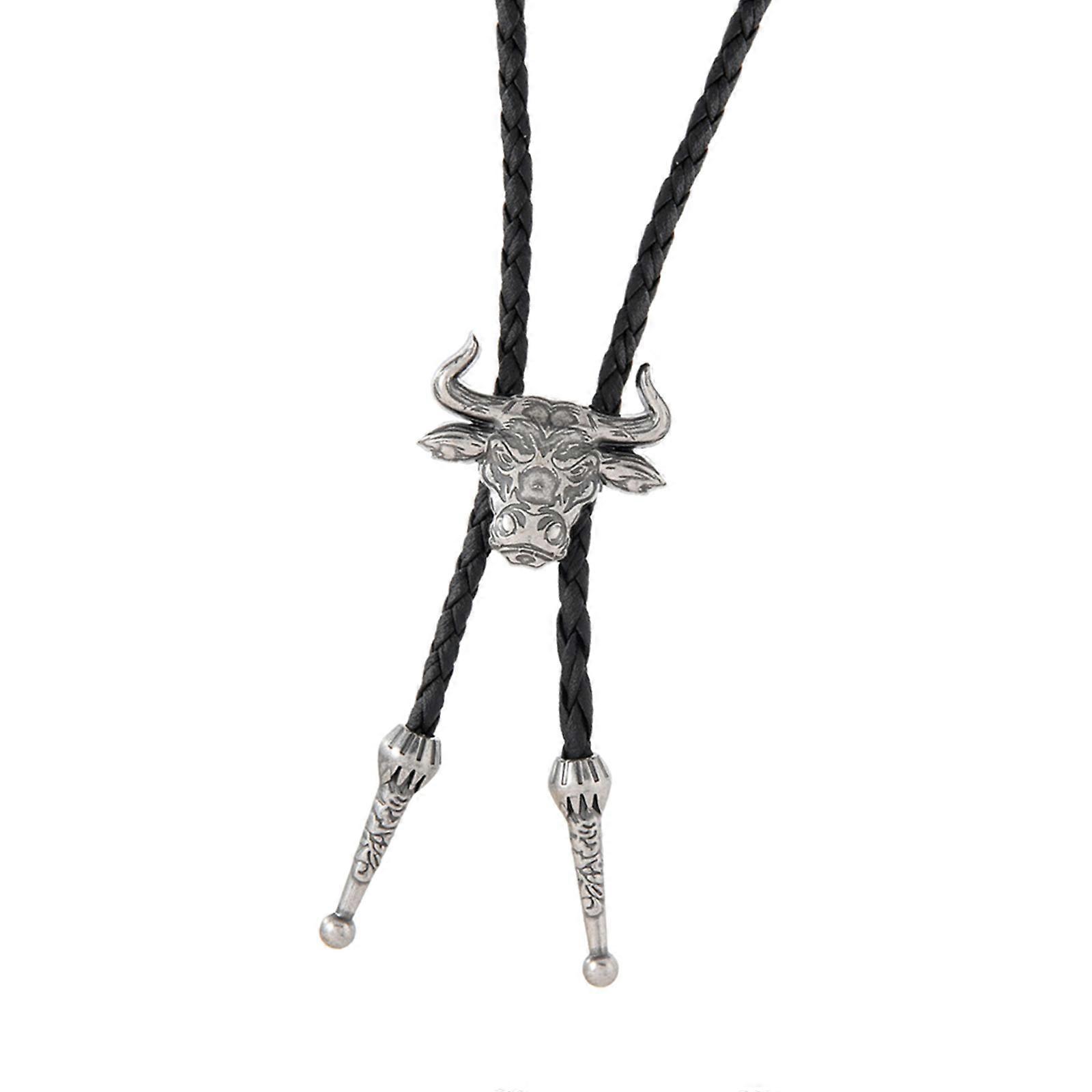Lightweight Metal Pendant Bolo Tie With Adjustable PU Cord For Various Uses  Ancient silver
