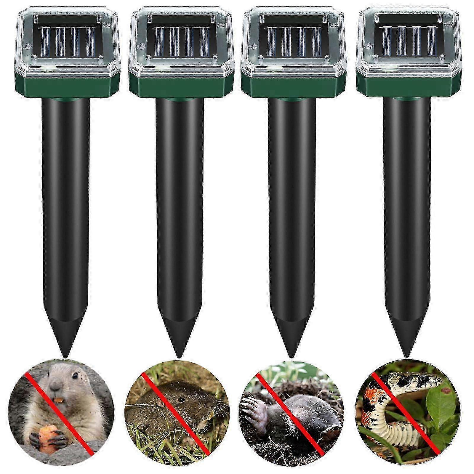 Solar Mole Repellent, Ultrasonic Mole Repellent Solar PoweredOutdoor Waterproof Ultrasonic Snake Repellent for Get Rid of Mole, Gopher, Snak