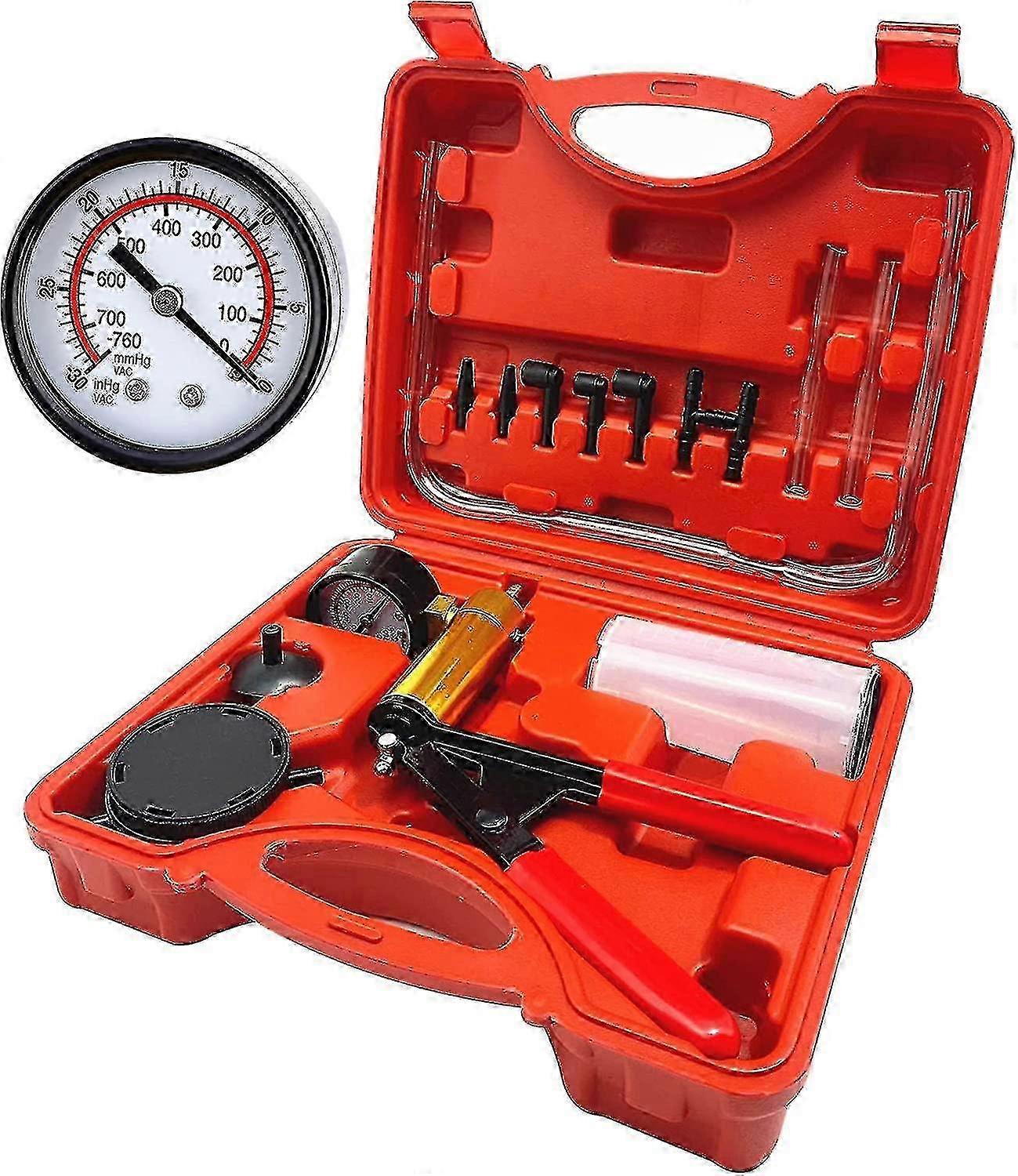 Car Brake Bleeding Kit with Handheld Pump and Accurate Gauge