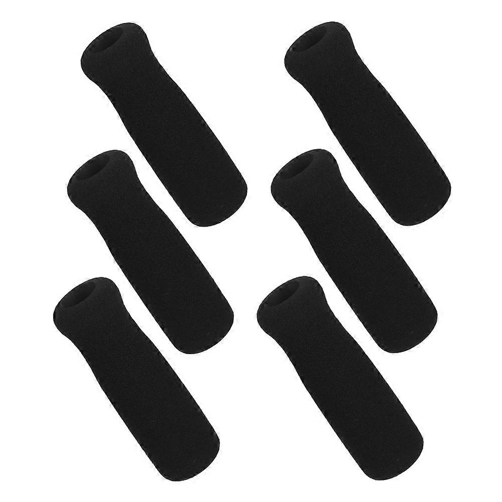 Cylindrical Handle Covers 6Pcs For Walking Stick And Shopping Basket Handles In Black Sponge For Comfortable Grip