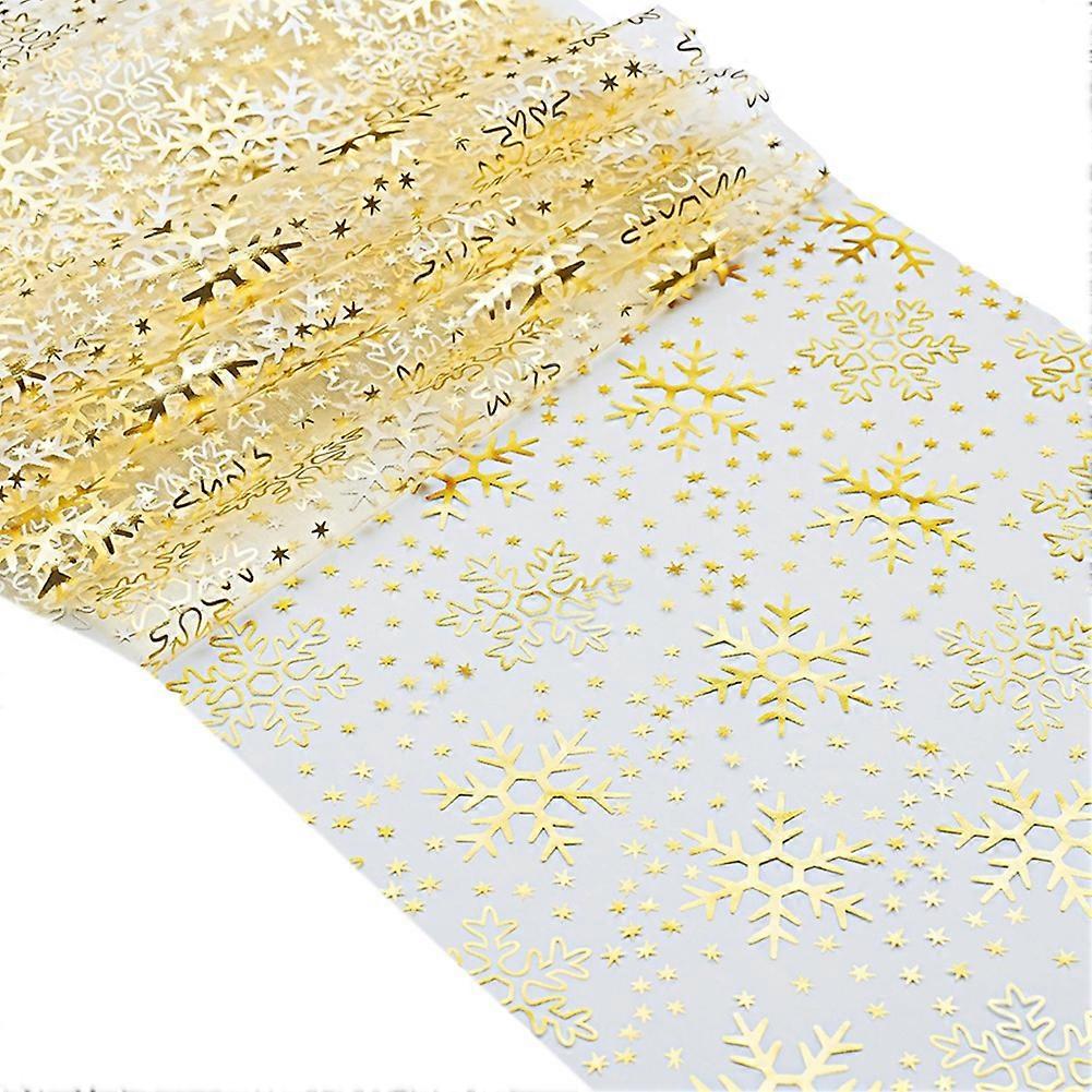 2 Rolls Christmas Snowflake Table Runner 11" x 108" Sequin Glitter Table Runner for Party, Birthdays, Weddings Gold