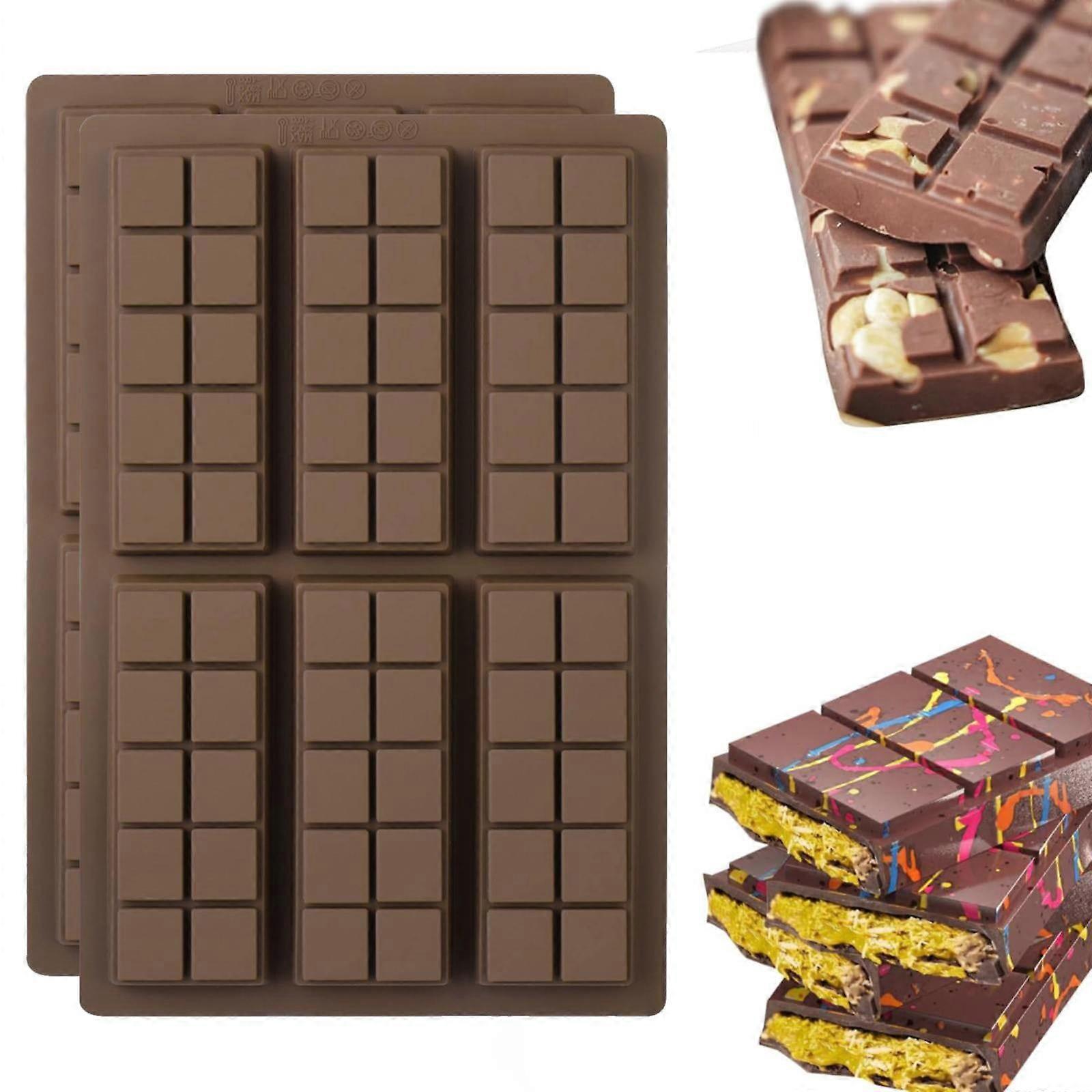 Silicone Snap Bars Making Set, Compatible with Wax Melts & Soy Candles, Non-Stick Rectangle Mold for DIY Soap, Brown Chocolate Molds