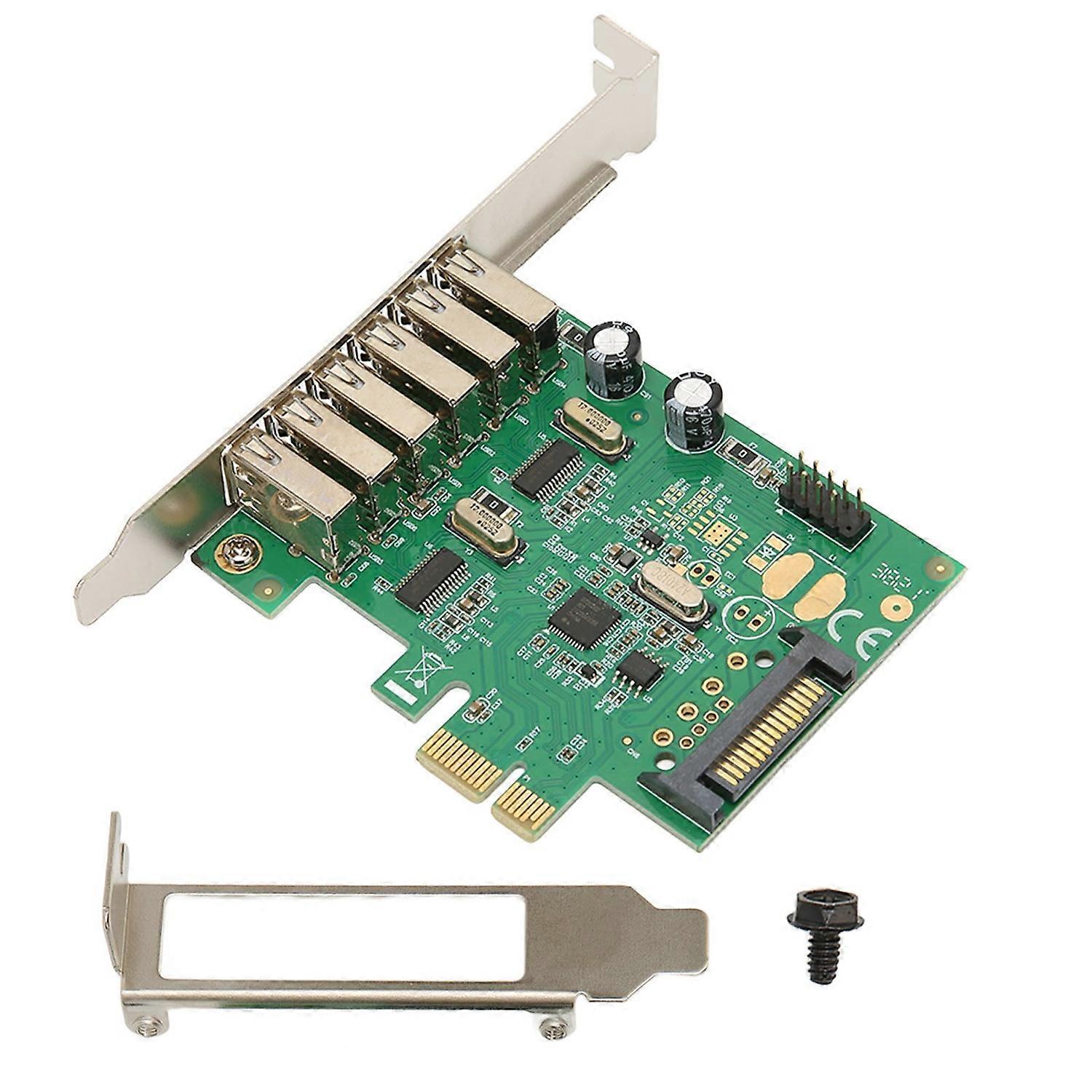 PCIE to USB Expansion Card 6 USB2.0 Interface 15PIN SATA 480Mbps 12Mbps 1.5Mbps Desktop Computer Int