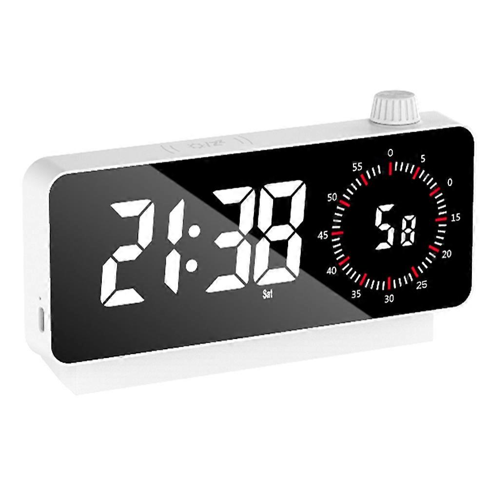 Digital Alarm Clock with Time-Meter Electronic Bedside Desk Clock with Temperature & Date Display White