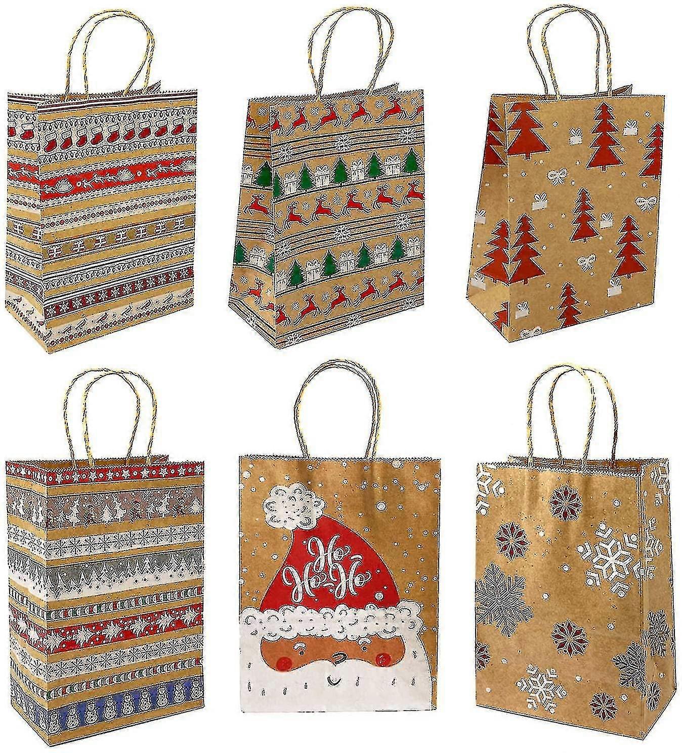 Julpåsar i kraftpapper, 24 delar, set med förstärkta handtag