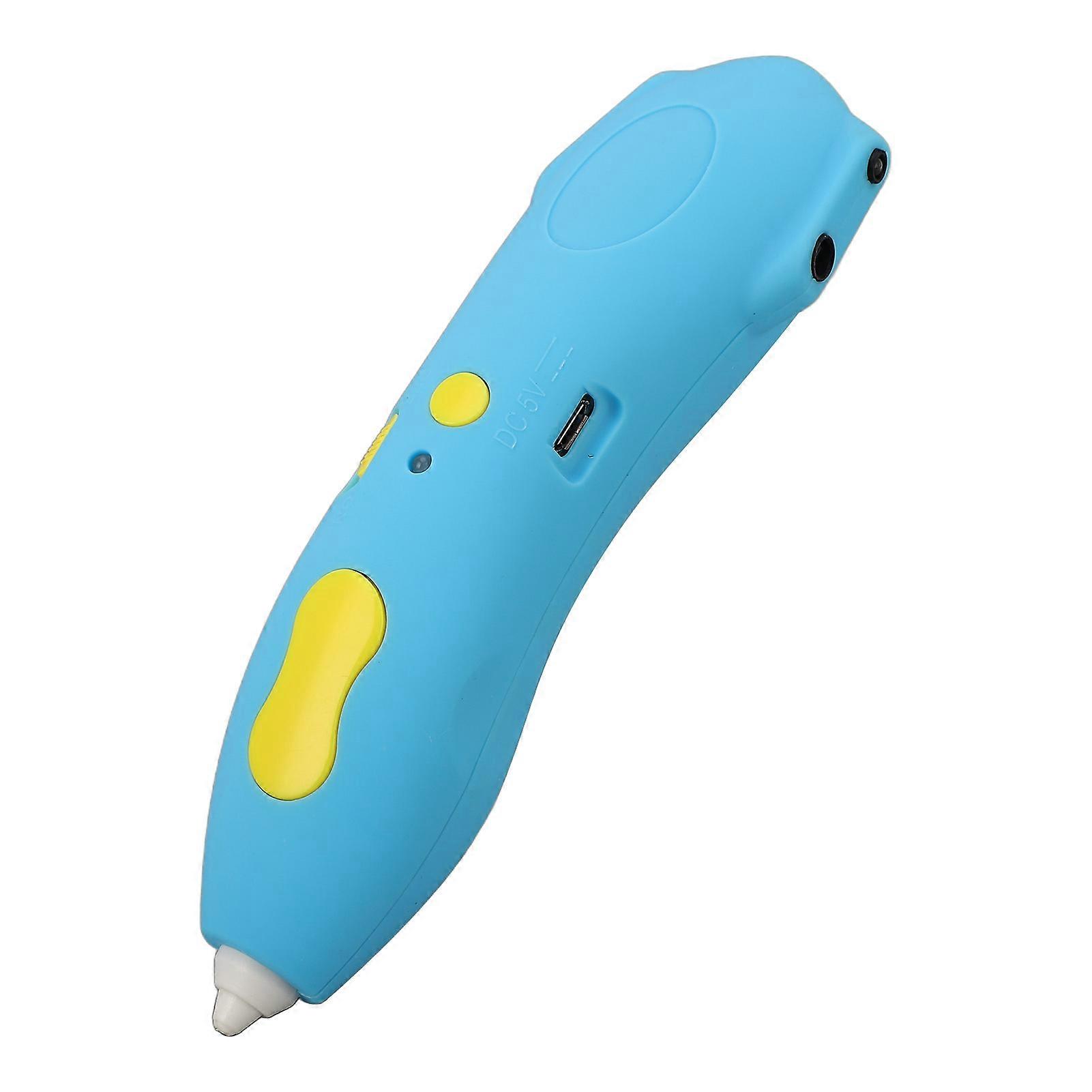 Rechargeable Low Heat 3D Printing Pen with 3 Color Consumable Roll for Kids - Blue
