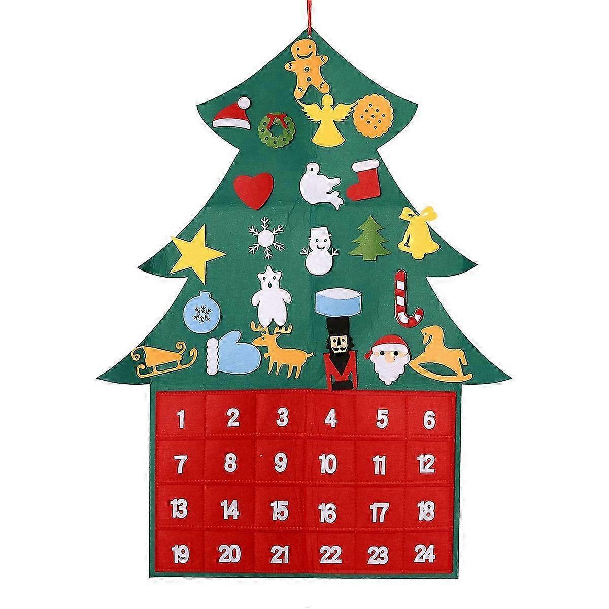 Christmas Decoration Felt Advent Calendar Tree with DIY Hanging Ornaments