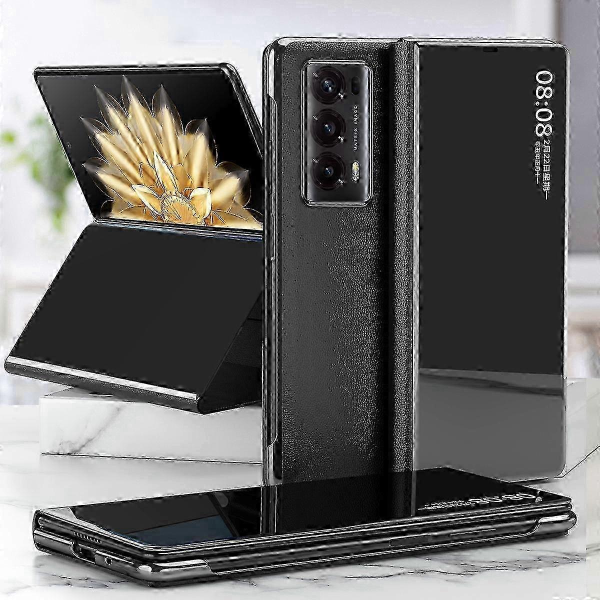 x Electroplated Mirror Protective Phone Case with Holder For Honor Magic V2