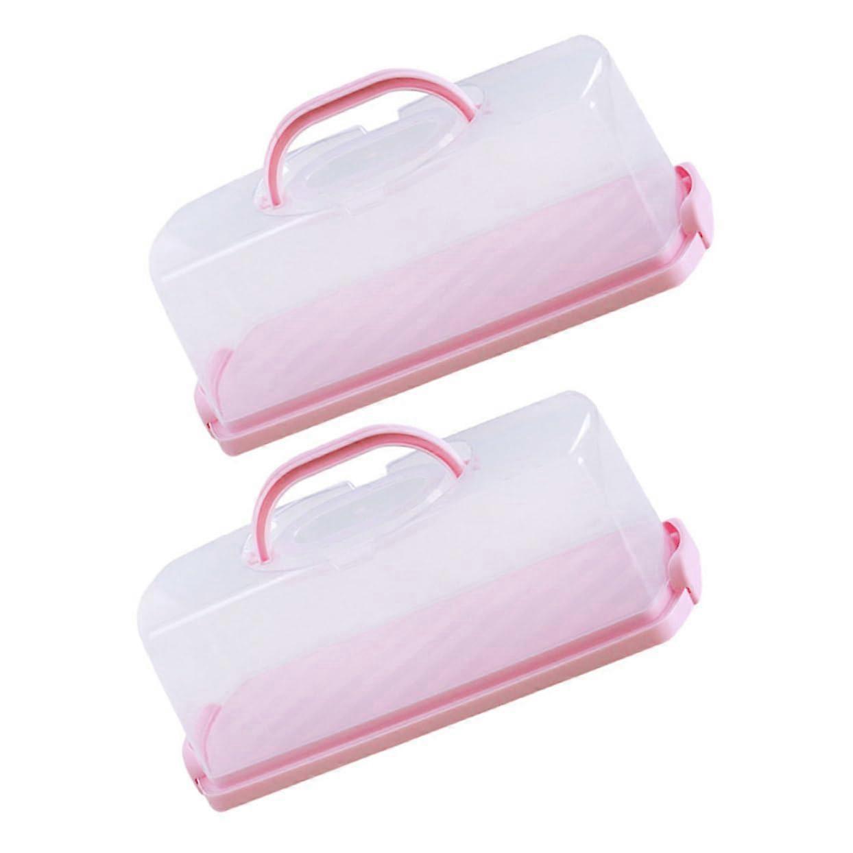 2 Pack Portable Bread Storage Box with Airtight Lid for Loaf, Cake Roll and Travel Use
