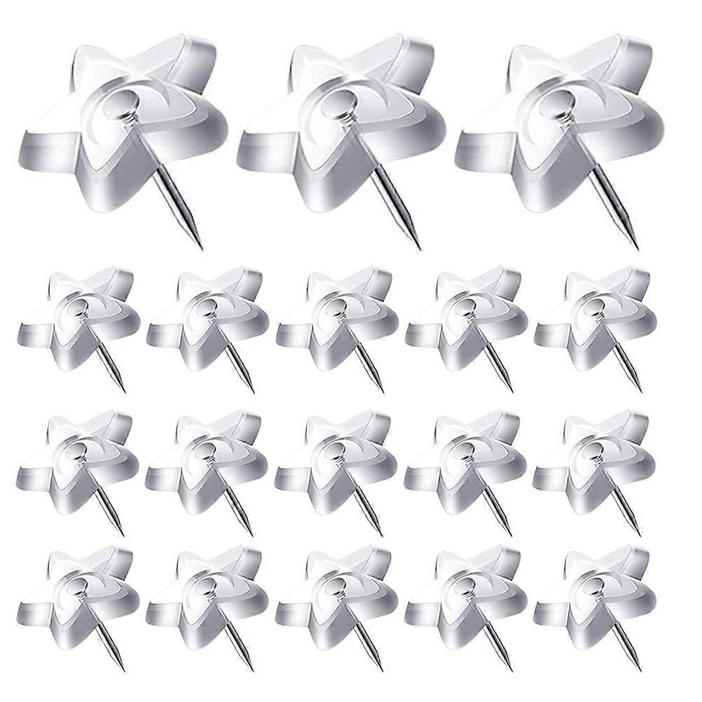 Clear Star Shape Push Pins for Holding Use 50Pcs Transparent Plastic Thumb Tacks