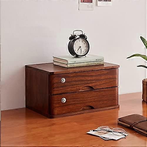 Solid Wood File Cabinet with Lock and 2 Drawers for Secure Home or Office Document Storage