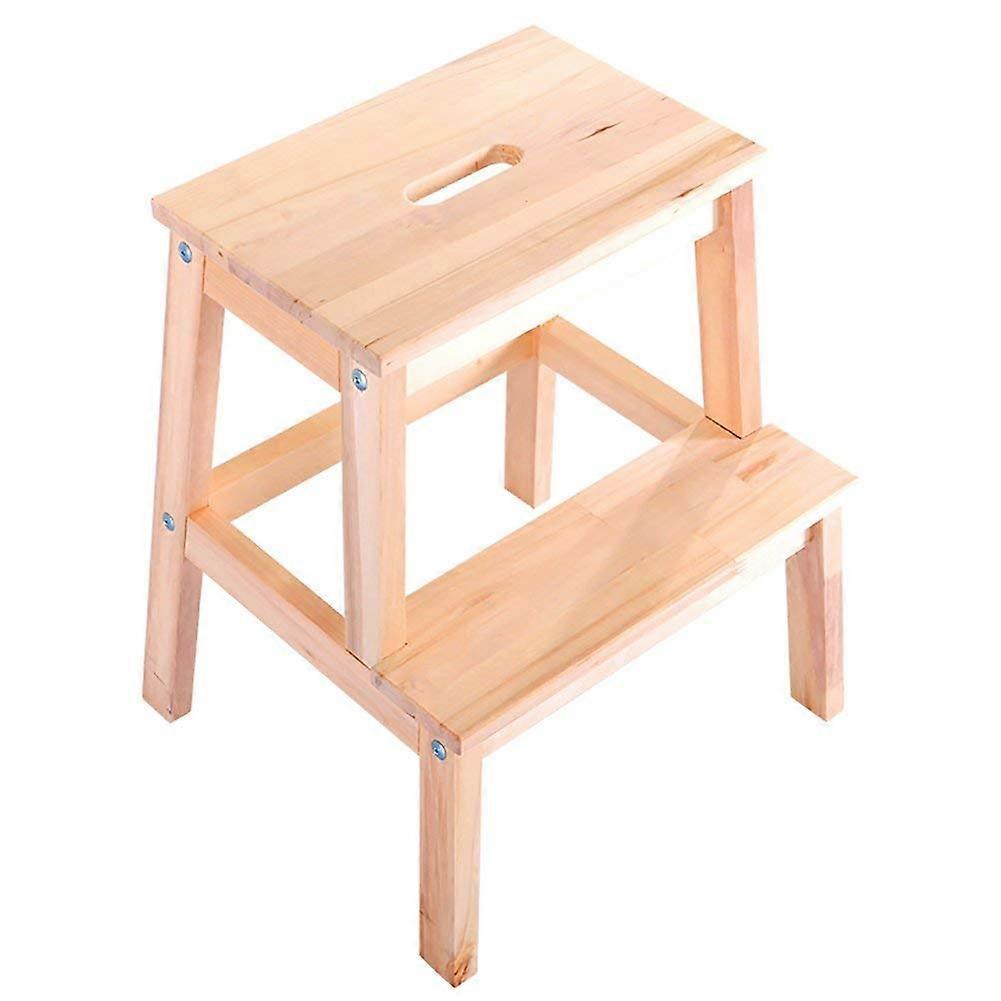 Folding Step Stool Wooden 2 Tier with NonSlip Base, Compact Shoe Bench for MultiRoom Use
