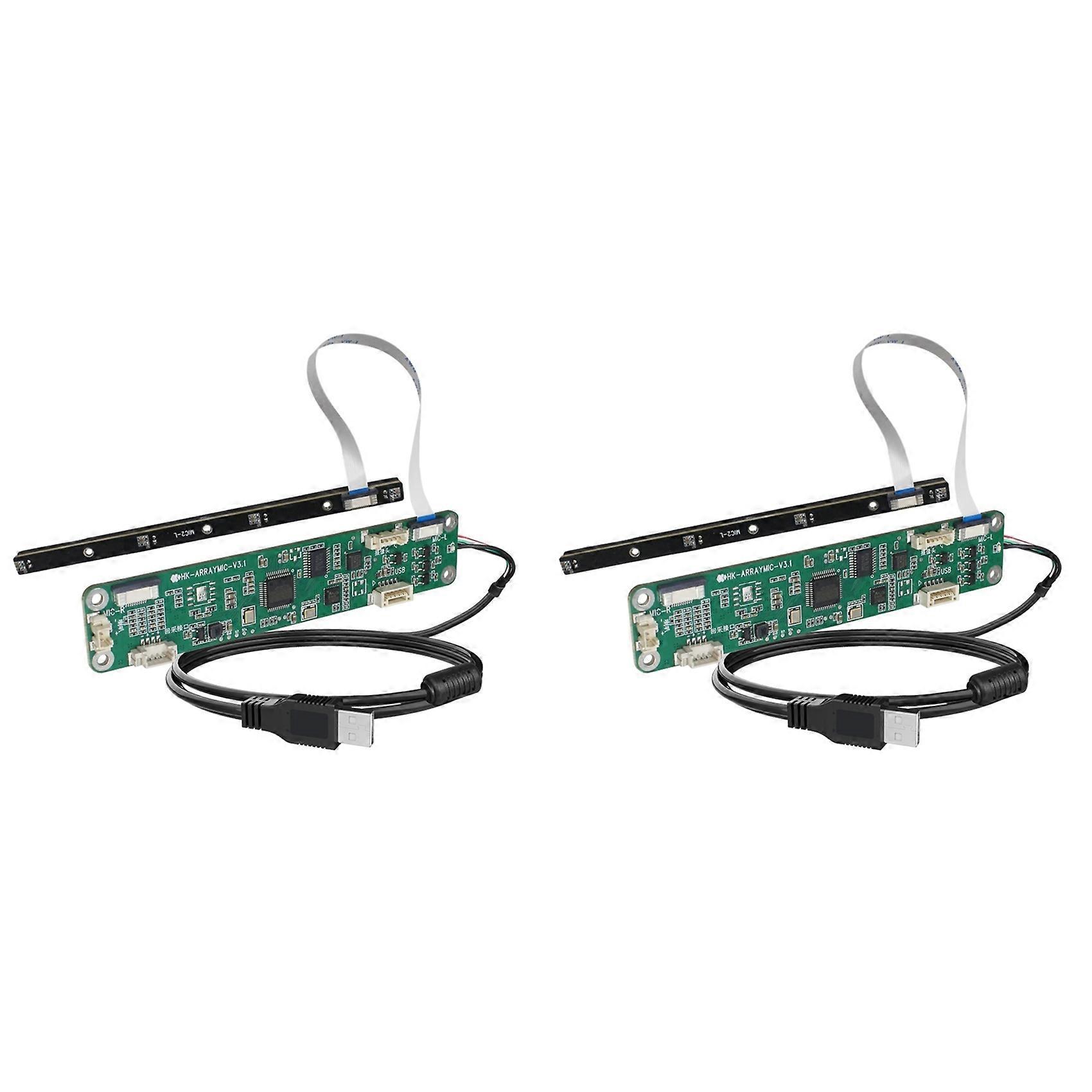 2X 4-Array Directional Microphone Array USB Linear 60-Degree Sound Pickup Noise Reduction with Amplifier 3.5mm