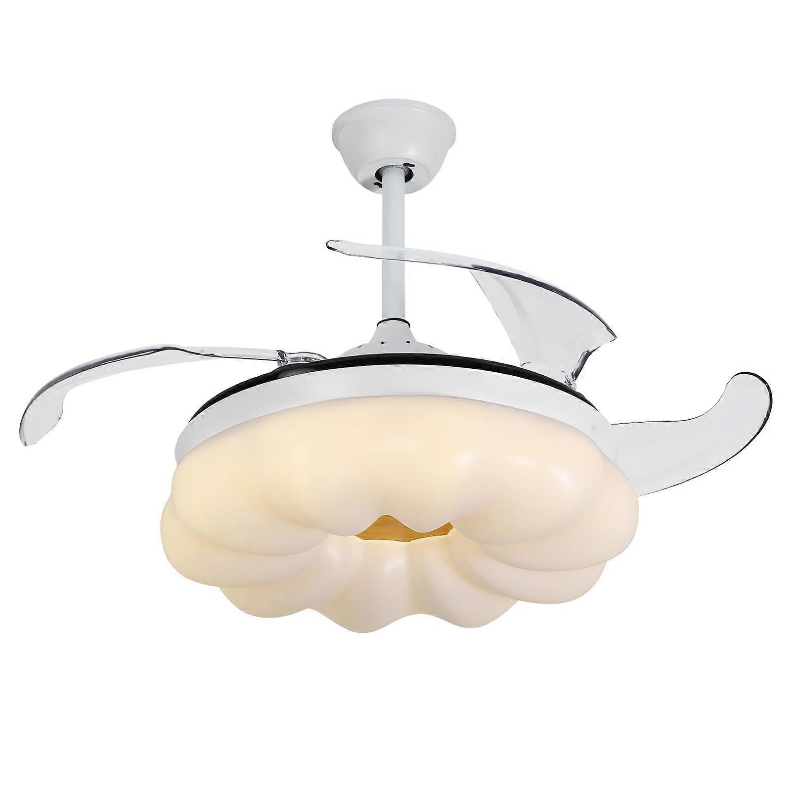 42 Inch Modern Ceiling Fan with Light and Remote, CloudShaped Lampshade, Retractable Blades, 6Speed