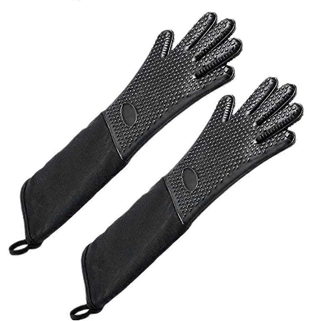 Extra Long Professional Silicone Oven MittFor Kitchen - Black