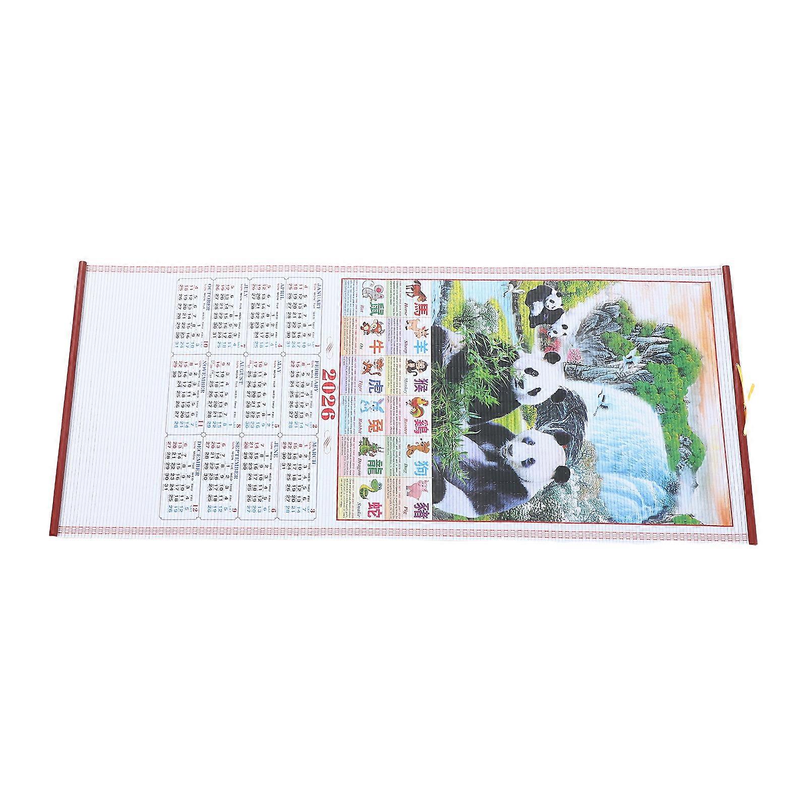 Chinese Wall Calendars for Lunar Year 2026 Imitation Rattan Hanging Scroll