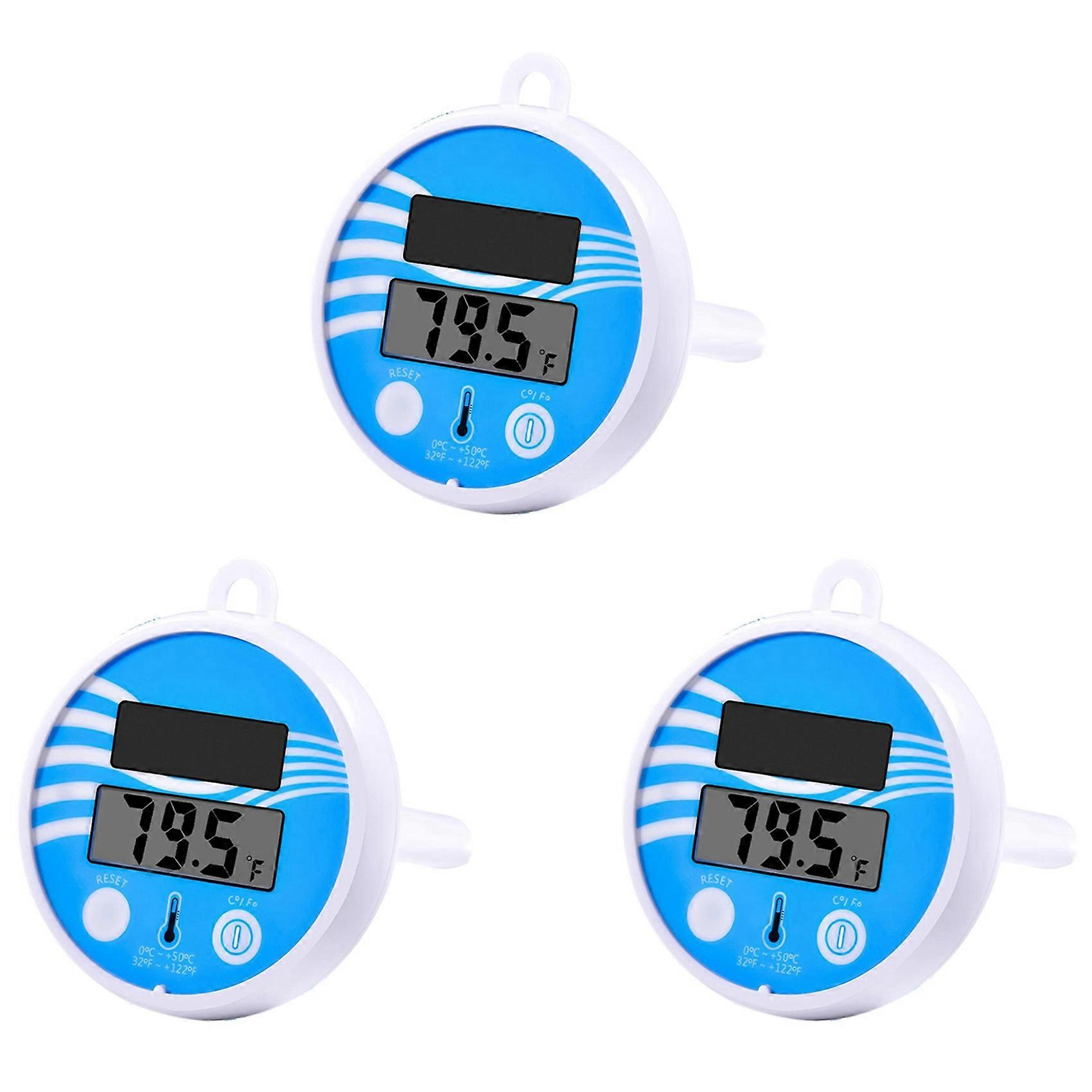 3X Flytande Pooltermometer Trådlös - Pooltemperaturtermometer Lättläst, Solcellsbaserad Digital Pooltermometer