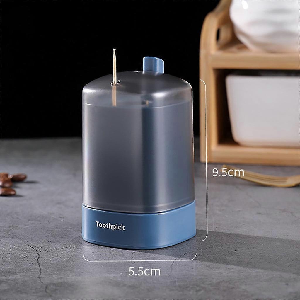 Wmhsylg Tableware Automatic Pop-up Toothpick Box Holder Container Portable Toothpick Dispenser Blue