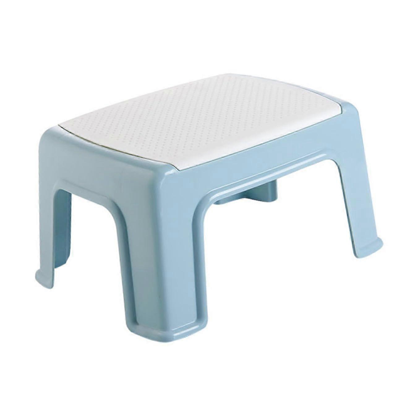 Plastic Step Stool Sky Blue Lightweight Footstool  Load Capacity Shockproof for Bathroom and Playroom
