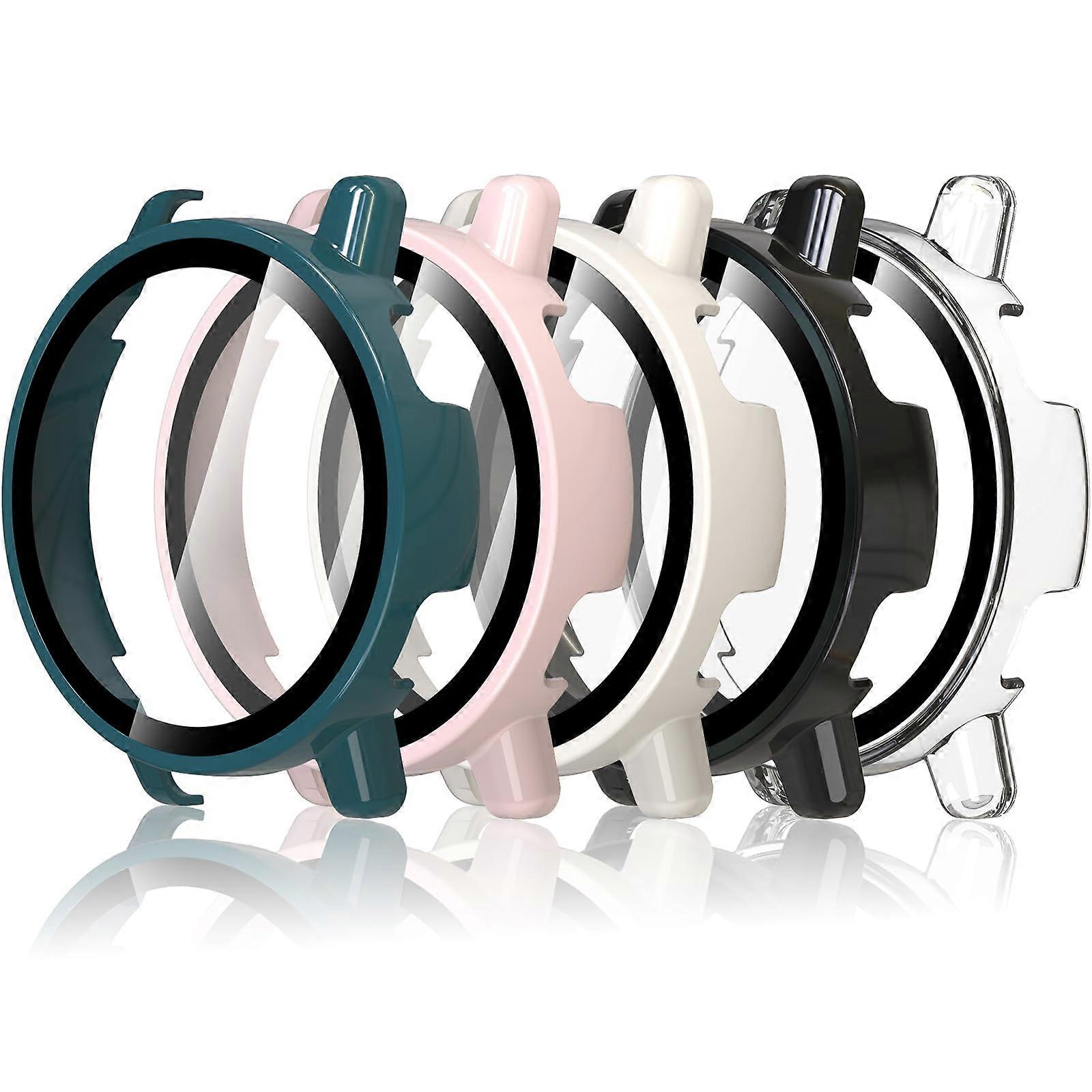 5 Pack Case for Garmin Vivoactive 5 with HD Tempered Glass Screen Protector, 360° Full Coverage