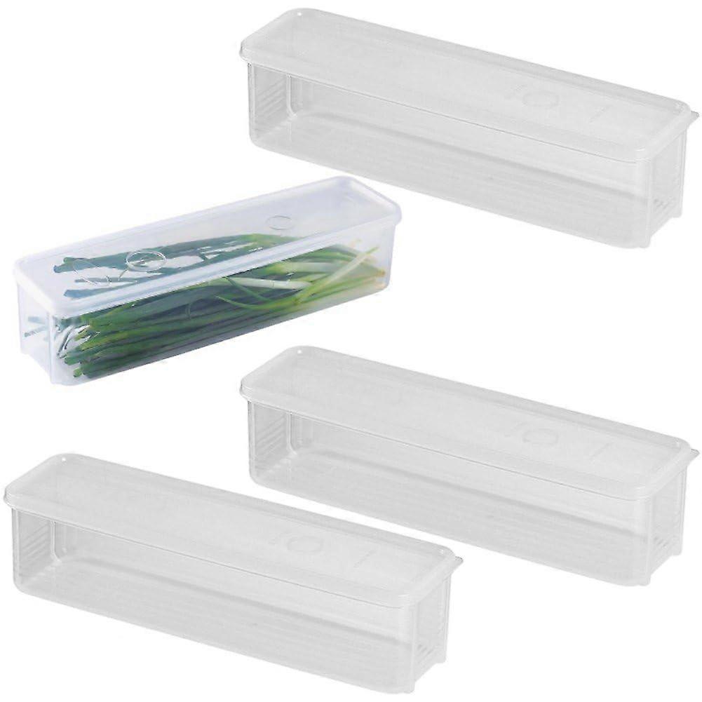 4 Pcs Fridge Storage Containers with Lids, Stackable Clear Organiser Boxes for Fruit, Vegetables and Noodles