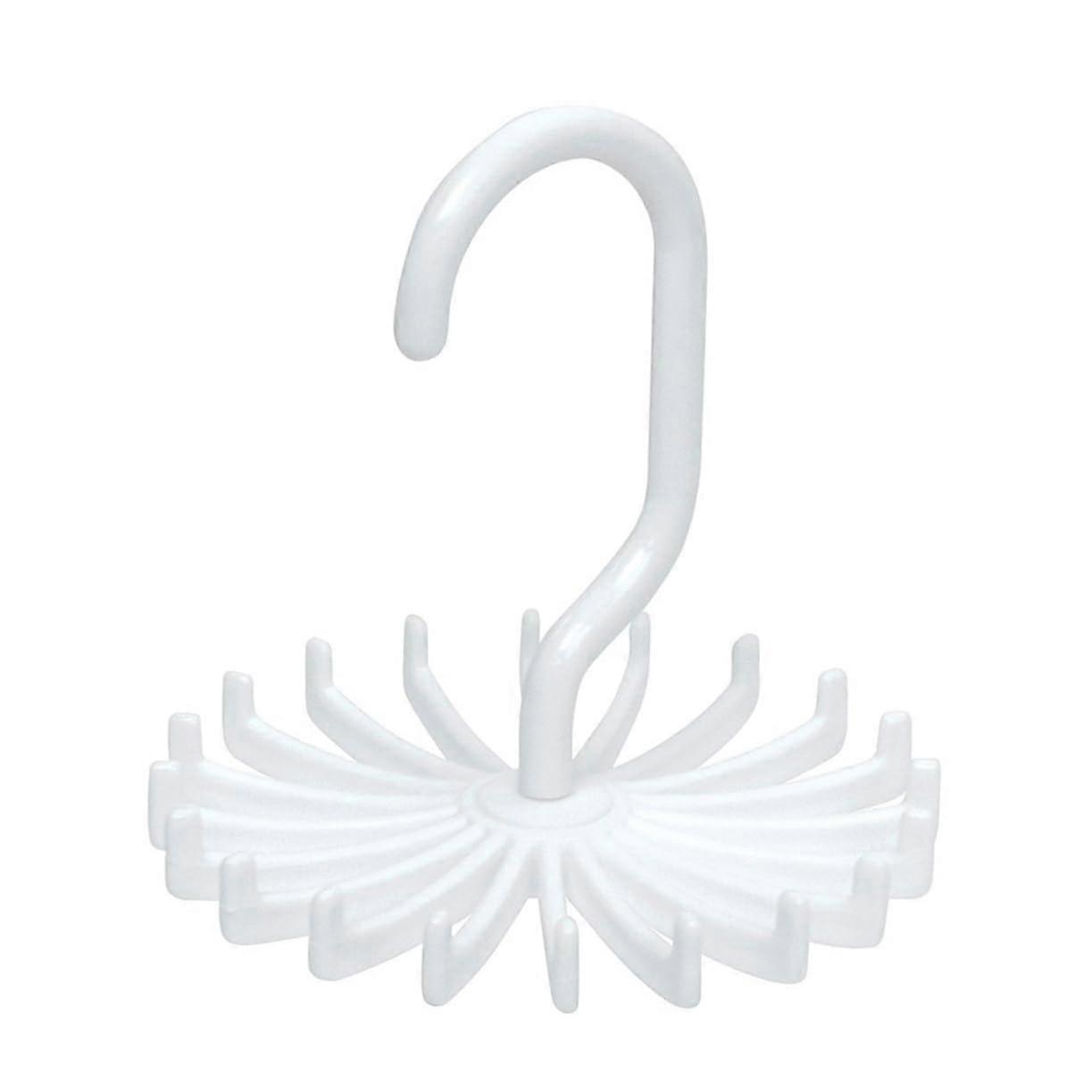 Rotating Tie and Scarf Hanger with 360° Swivel and Non Slip Holders, Space Saving Closet Organizer, White