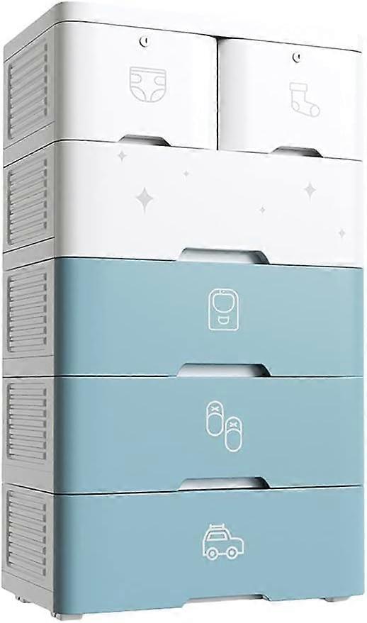 Plastic Storage Drawers MultiLayer Cabinet with Wheels Large Capacity Lockable 6Layer Unit