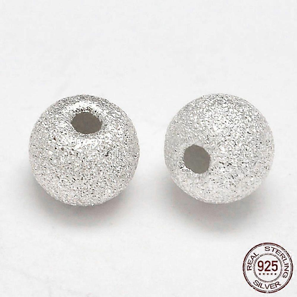 Round 925 Sterling Silver Textured Beads Silver 3mm Hole: 1mm