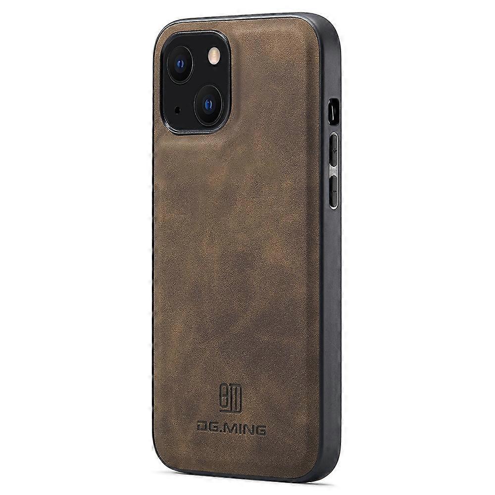 DG.MING For iPhone 13 Case Back Protector PU Leather+PC+TPU Phone Cover
