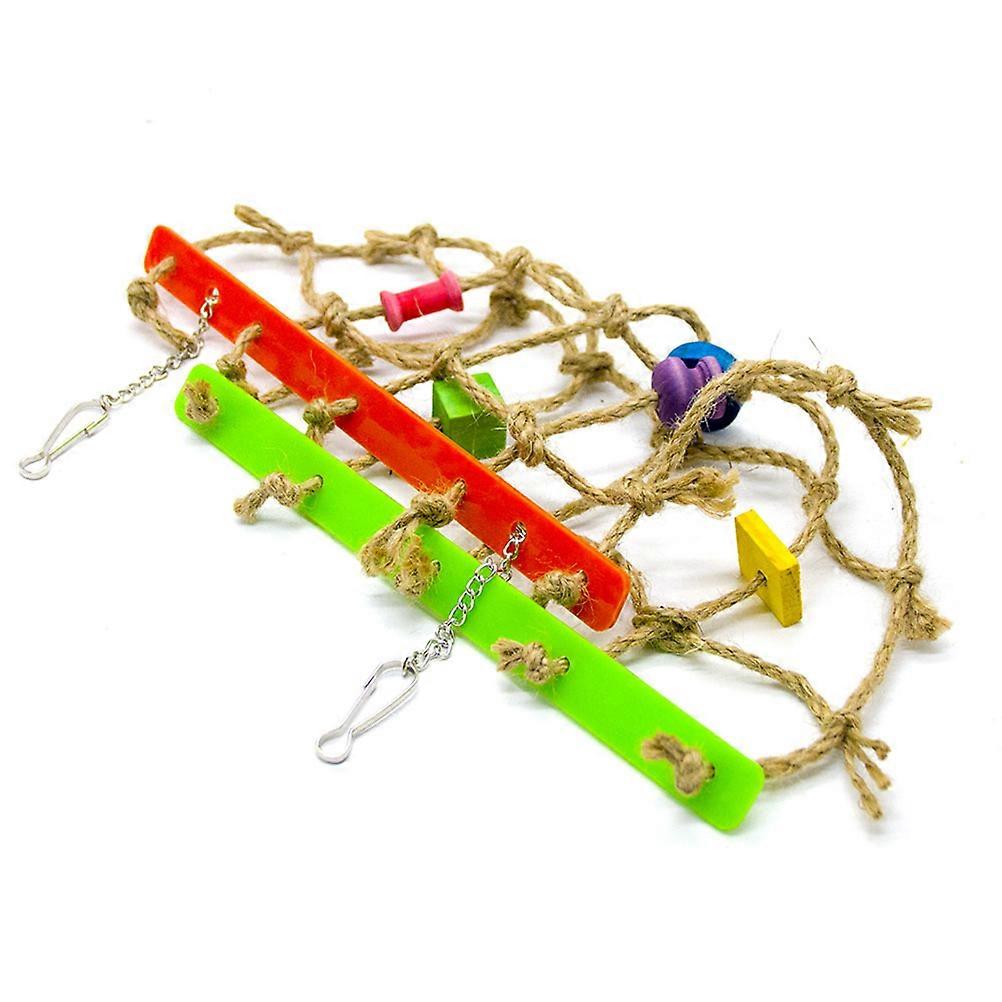 Red de escalada de madera colorida con forma de pájaro para loros