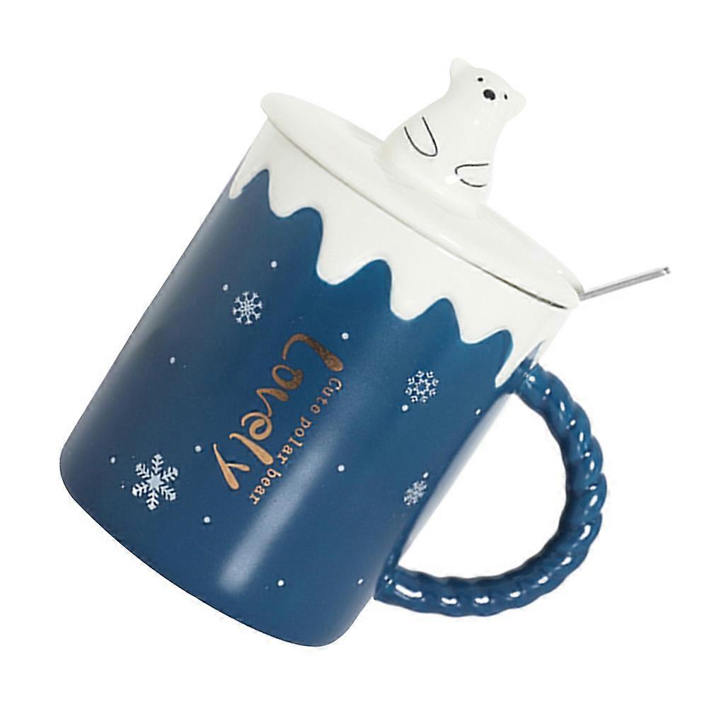 Cartoon Polar Bear Coffee Cup Ceramic Mug 1Set for Storage